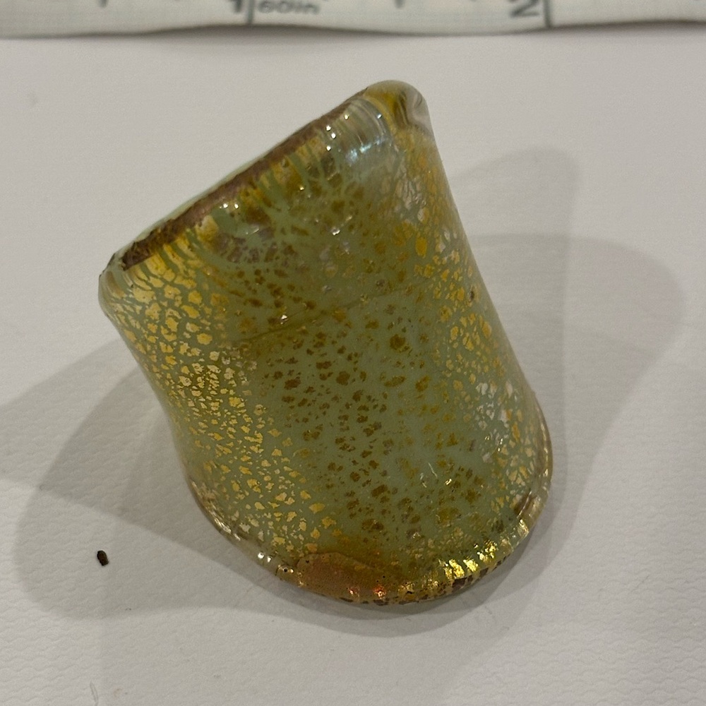Vintage Green Cracked Glass Effect Stone Ring